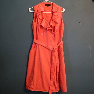Peachy Orange Linen Jones New York Sleeveless Dress Sz 12